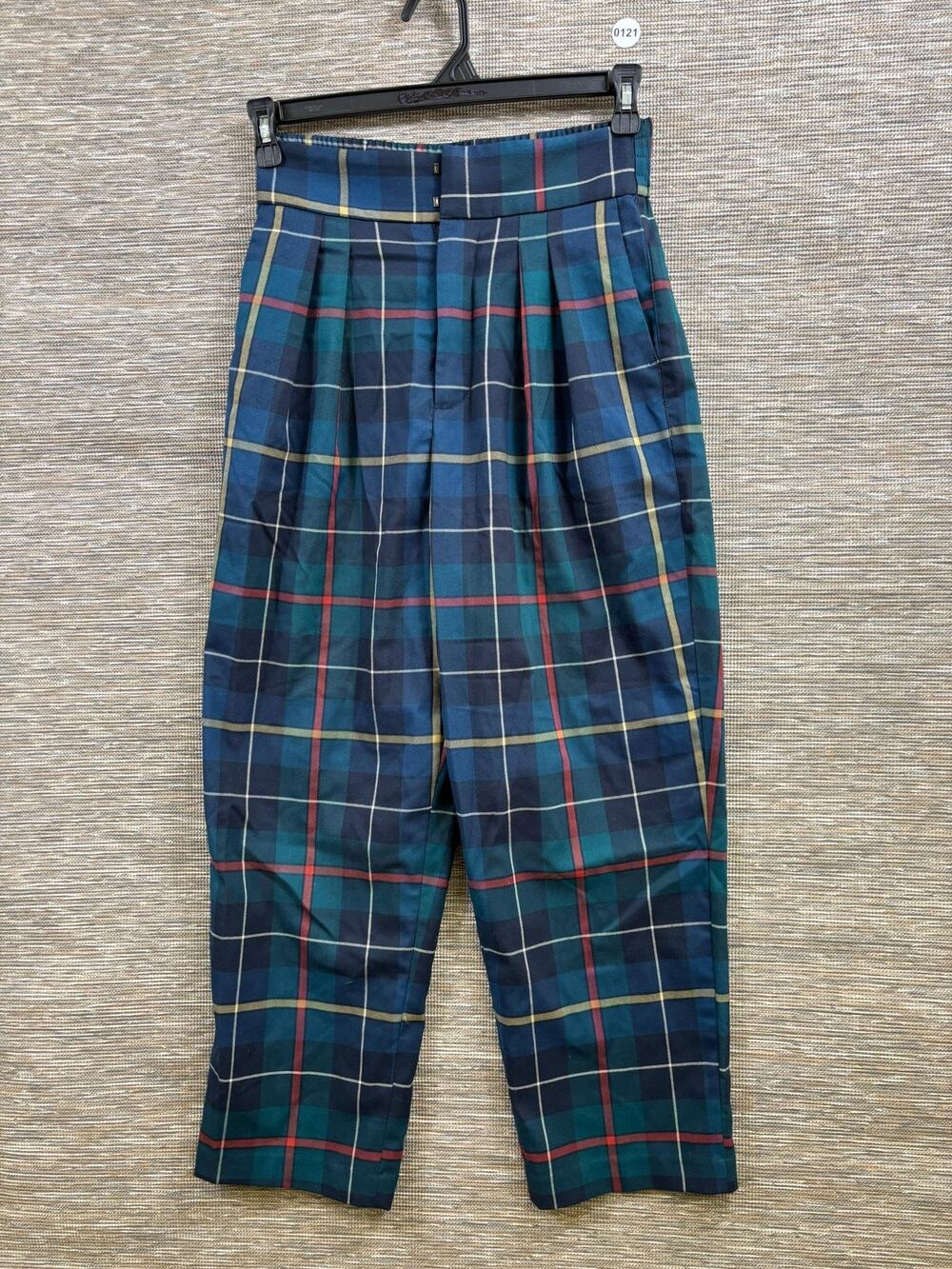 Urban Outfitters Pants Mens Medium Blue Plaid Pleated Cropped Elastic Waist